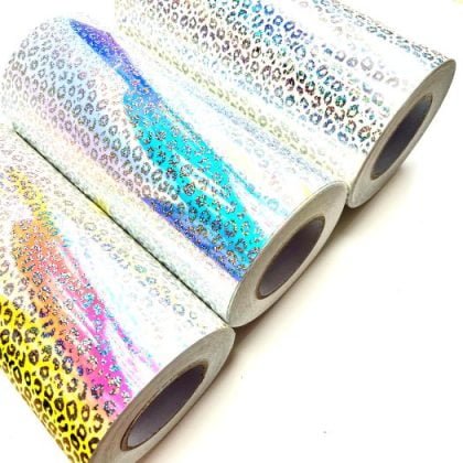 Opal holographic pattern vinyl leopard self adhesive vinyl SAV