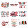 Merry and Bright christmas DTF heat transfer print iron on