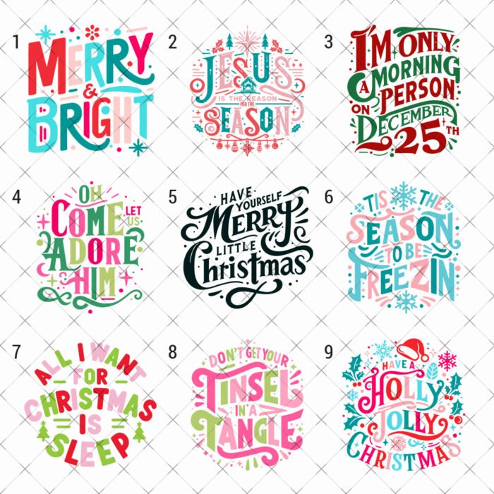 Christmas Merry Bright iron on Merry christmas DTF heat transfer print iron on