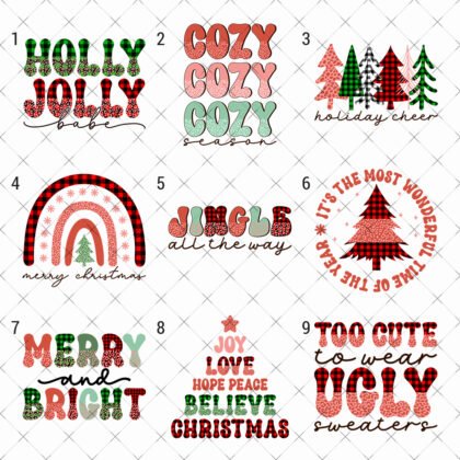 Holly Jolly christmas DTF heat transfer print iron on