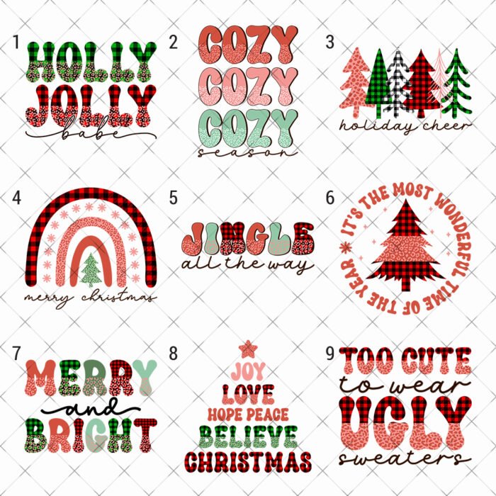 Holly Jolly Christmas DTF iron on Holly Jolly christmas DTF heat transfer print iron on