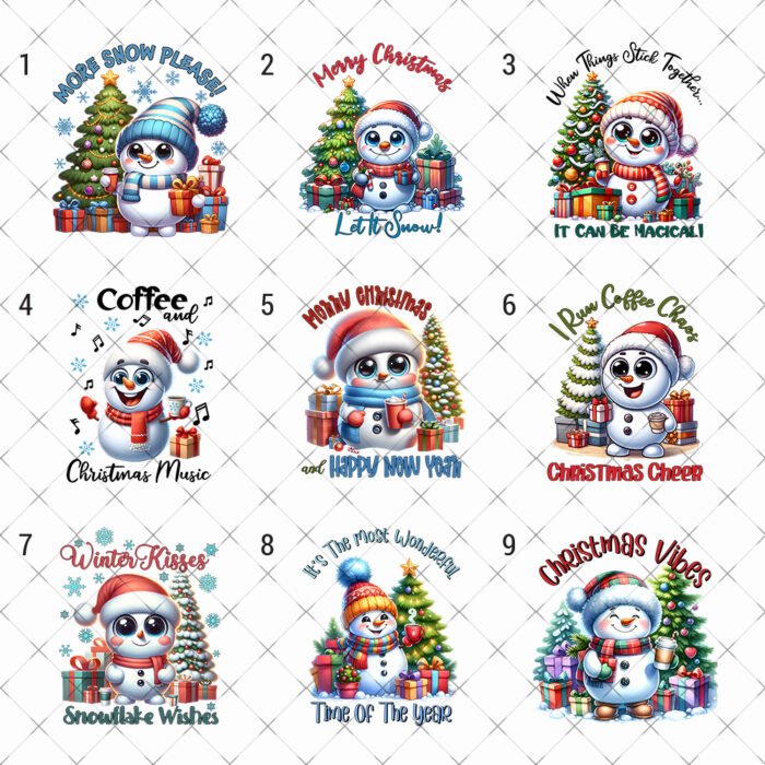 Christmas Tree Snowman DTF Print heat transfer iron on