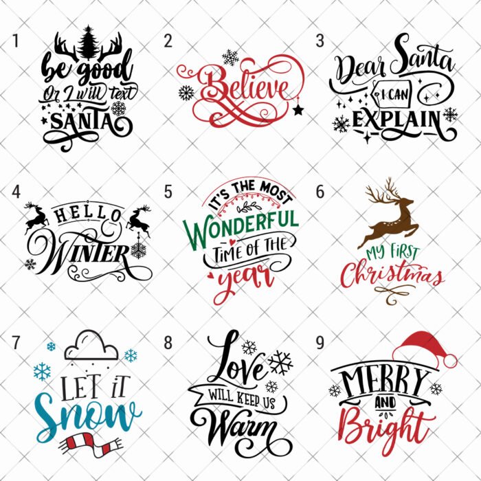 christmas1 Christmas Text DTF iron on heat transfer print