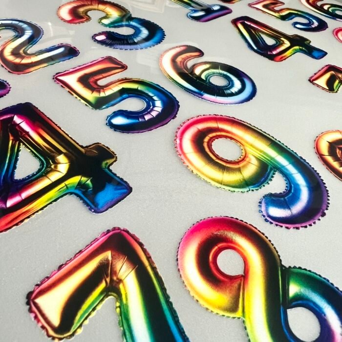 Foil Numbers DTF Transfers for t-shirt garment decoration
