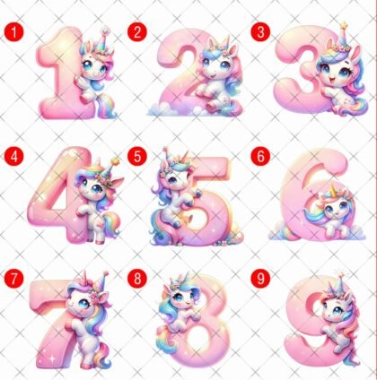 unicorn birthday DTF iron on transfer for garment decoration