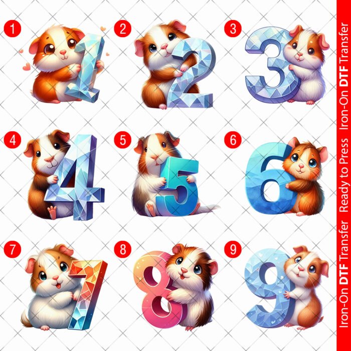 cuka Cute Guinea Pig DTF transfers for garment decoration