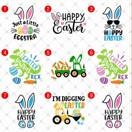 Happy Easter DTF design transfers for garment decoration