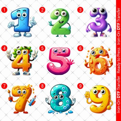 Funny Number DTF 3D cartoon iron on
